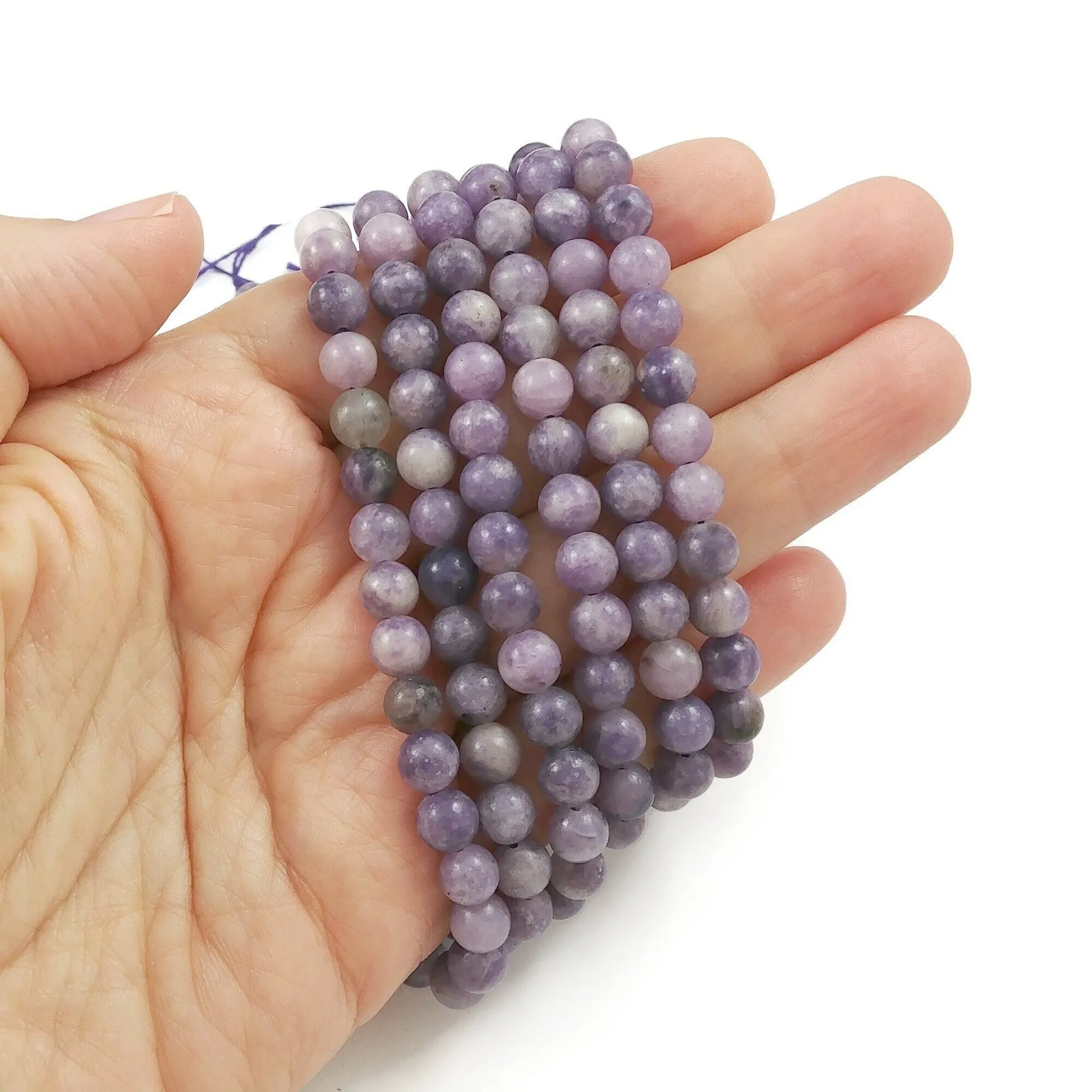 6mm natural lepidolite beads