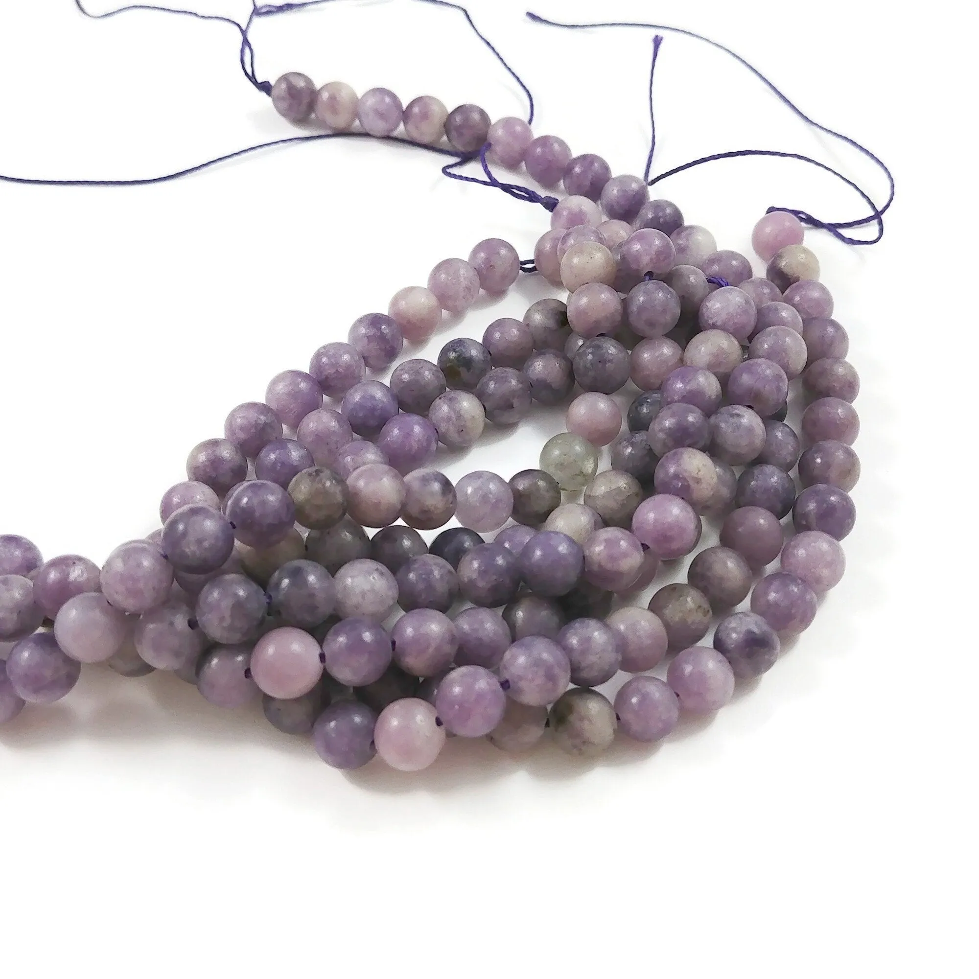 6mm natural lepidolite beads