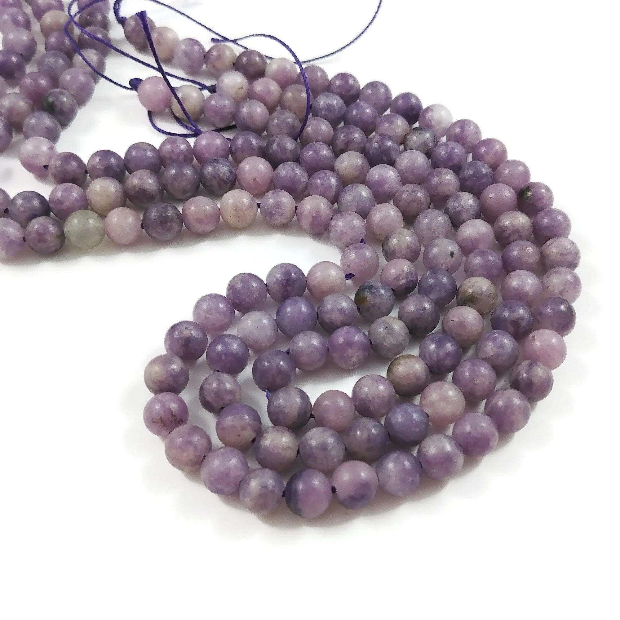 6mm natural lepidolite beads