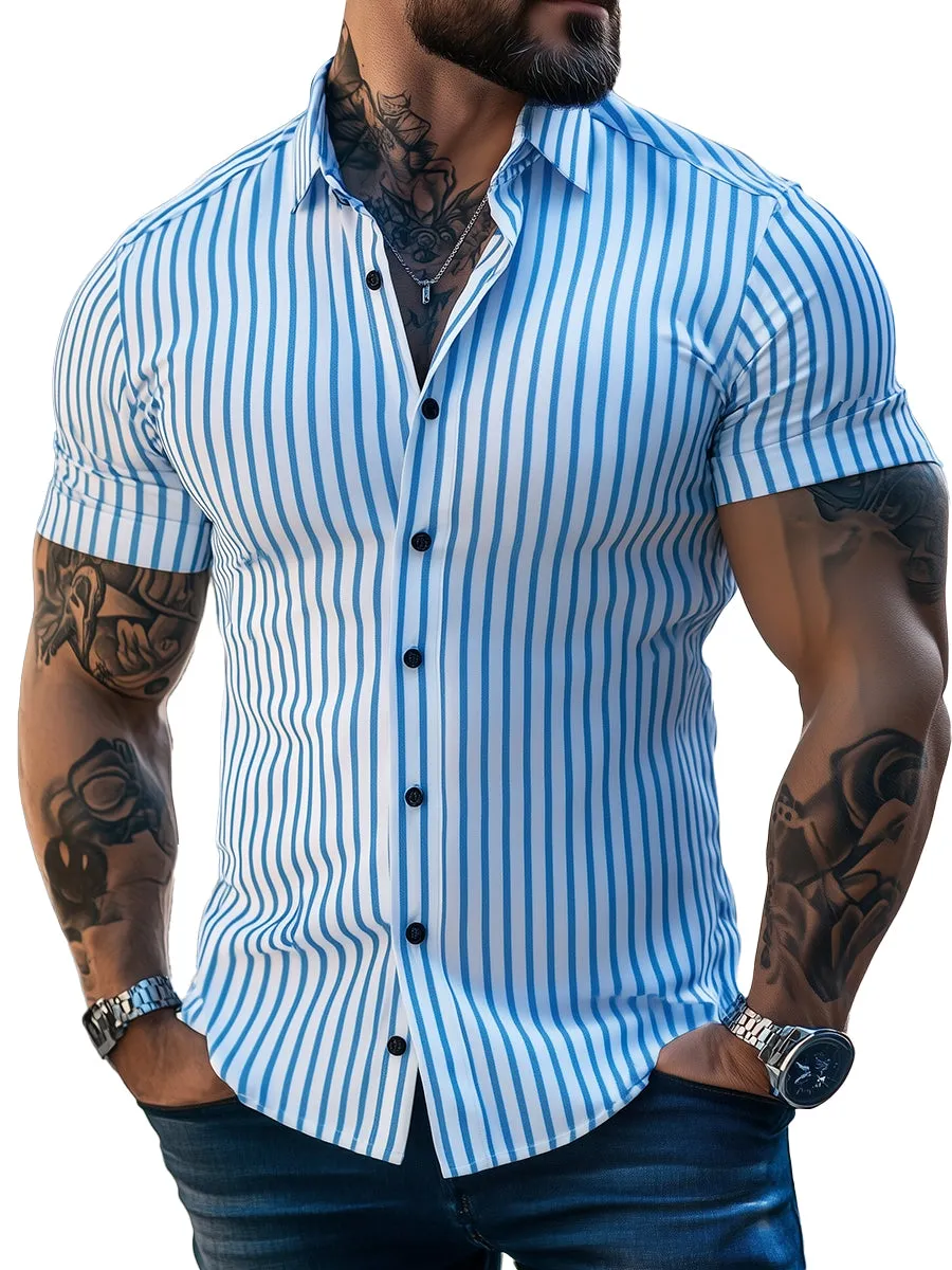 Casual Striped Short Sleeve Shirt