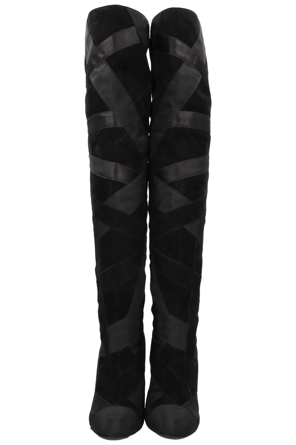 CHANEL 2017 Cosmopolite CC Overknee Boots Black