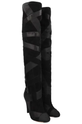 CHANEL 2017 Cosmopolite CC Overknee Boots Black