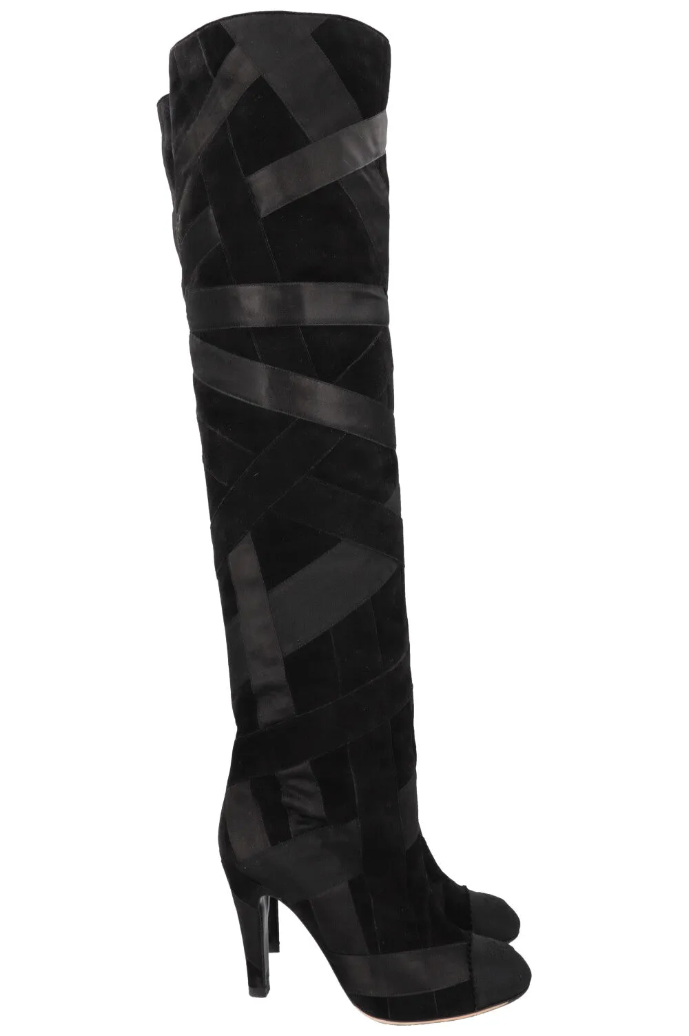 CHANEL 2017 Cosmopolite CC Overknee Boots Black