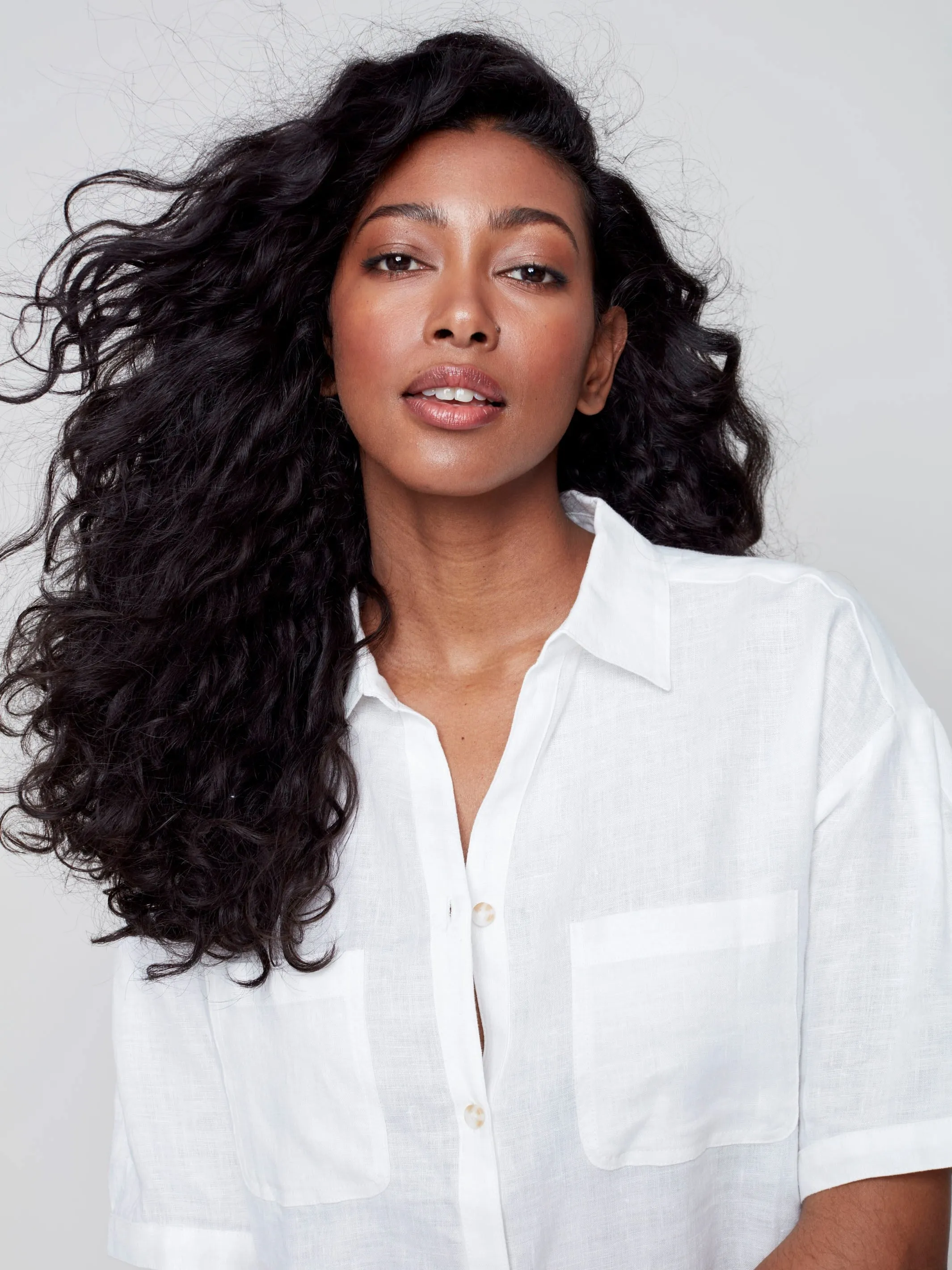 Cropped Linen Blouse - White