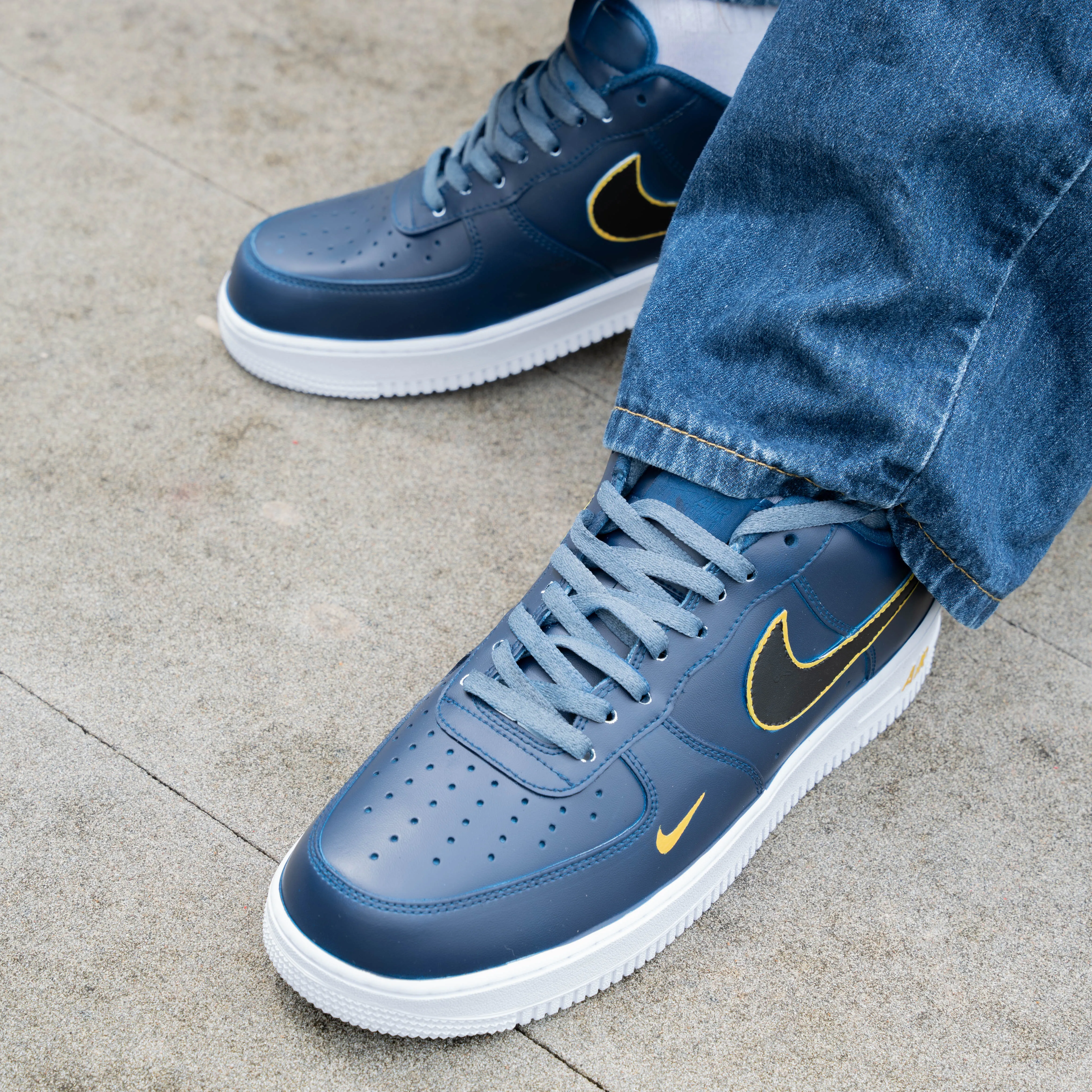 Dull Black Blue Yellow Custom Air Force 1
