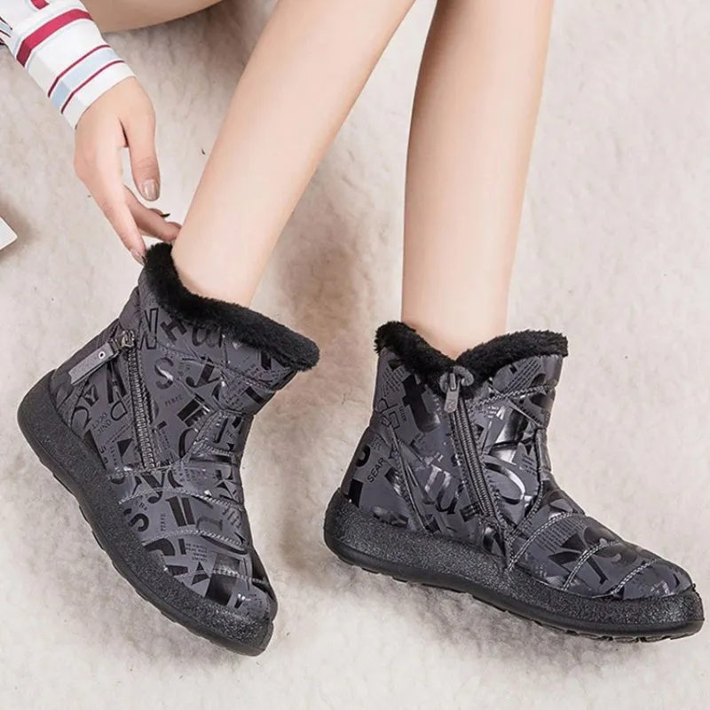 Dyavor Women Warm Winter Boots Waterproof Furred Collar Orthopedic Shoes