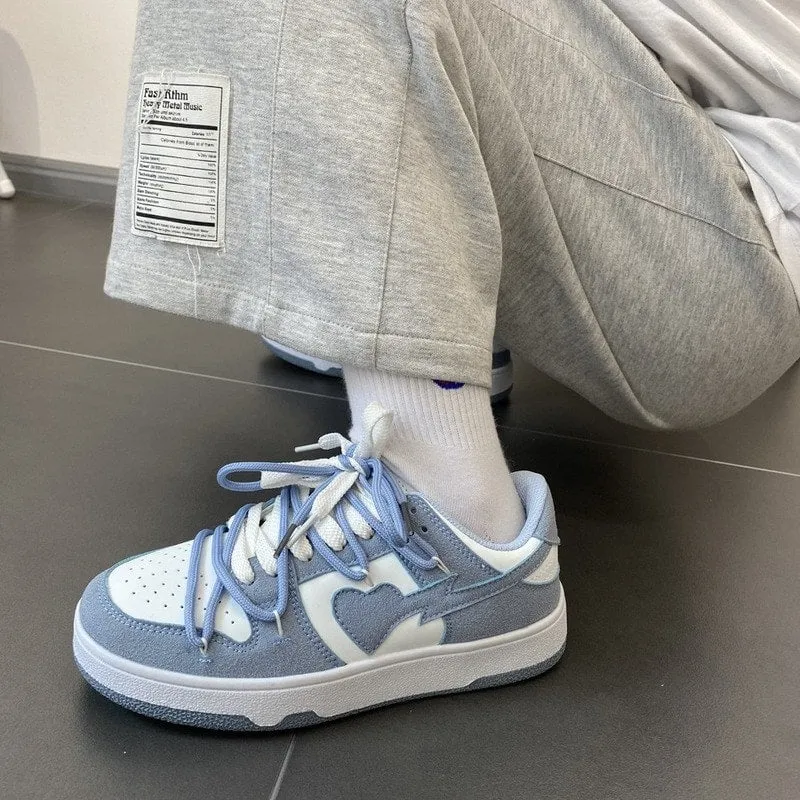 Ins Style Girl Blue Platform Sneakers