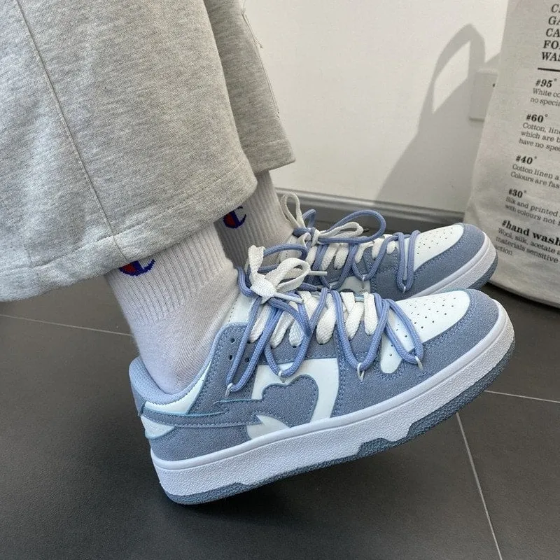 Ins Style Girl Blue Platform Sneakers