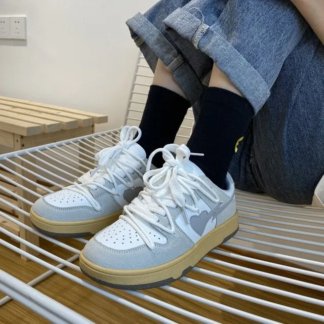 Ins Style Girl Blue Platform Sneakers
