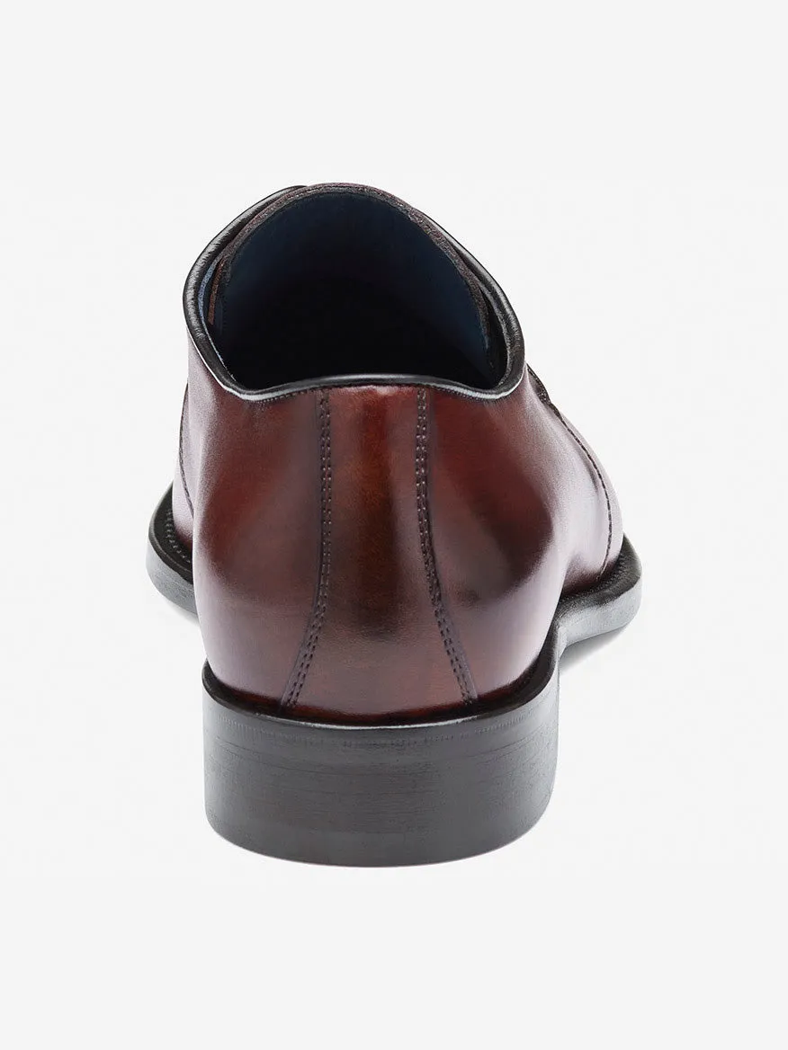 J & M Collection Larson 2-Eye Plain Toe in Mahogany Italian Calfskin