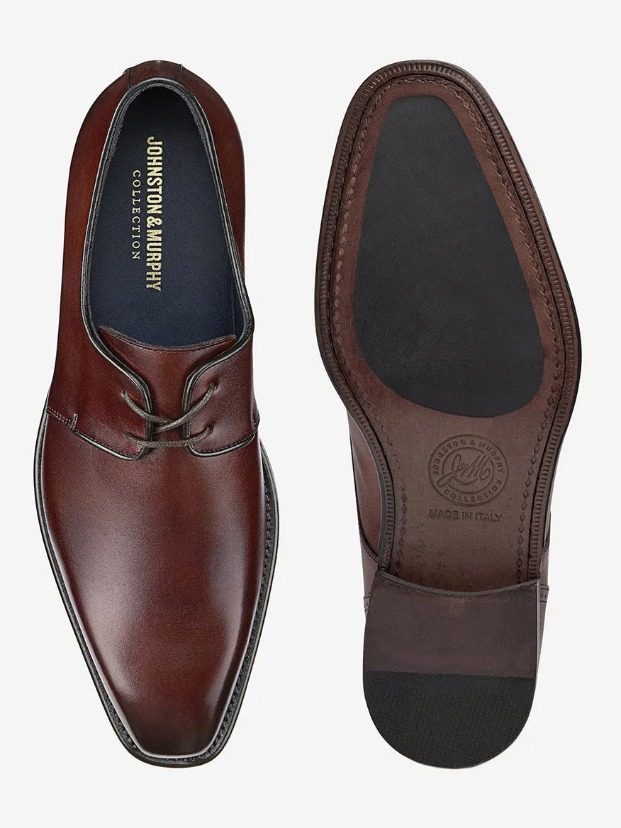 J & M Collection Larson 2-Eye Plain Toe in Mahogany Italian Calfskin