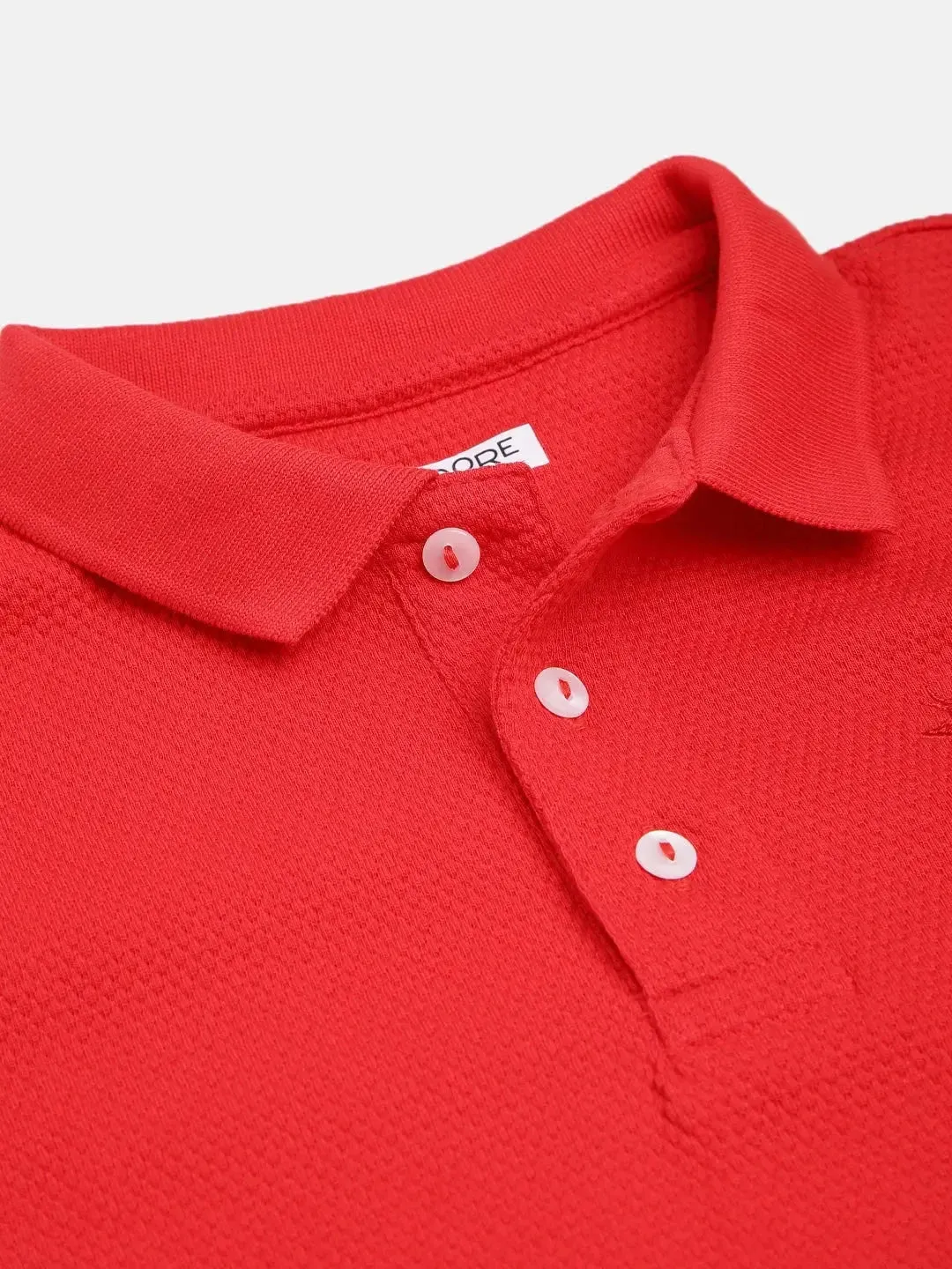 Kids Red Half Sleeves Cotton Polo T-shirt
