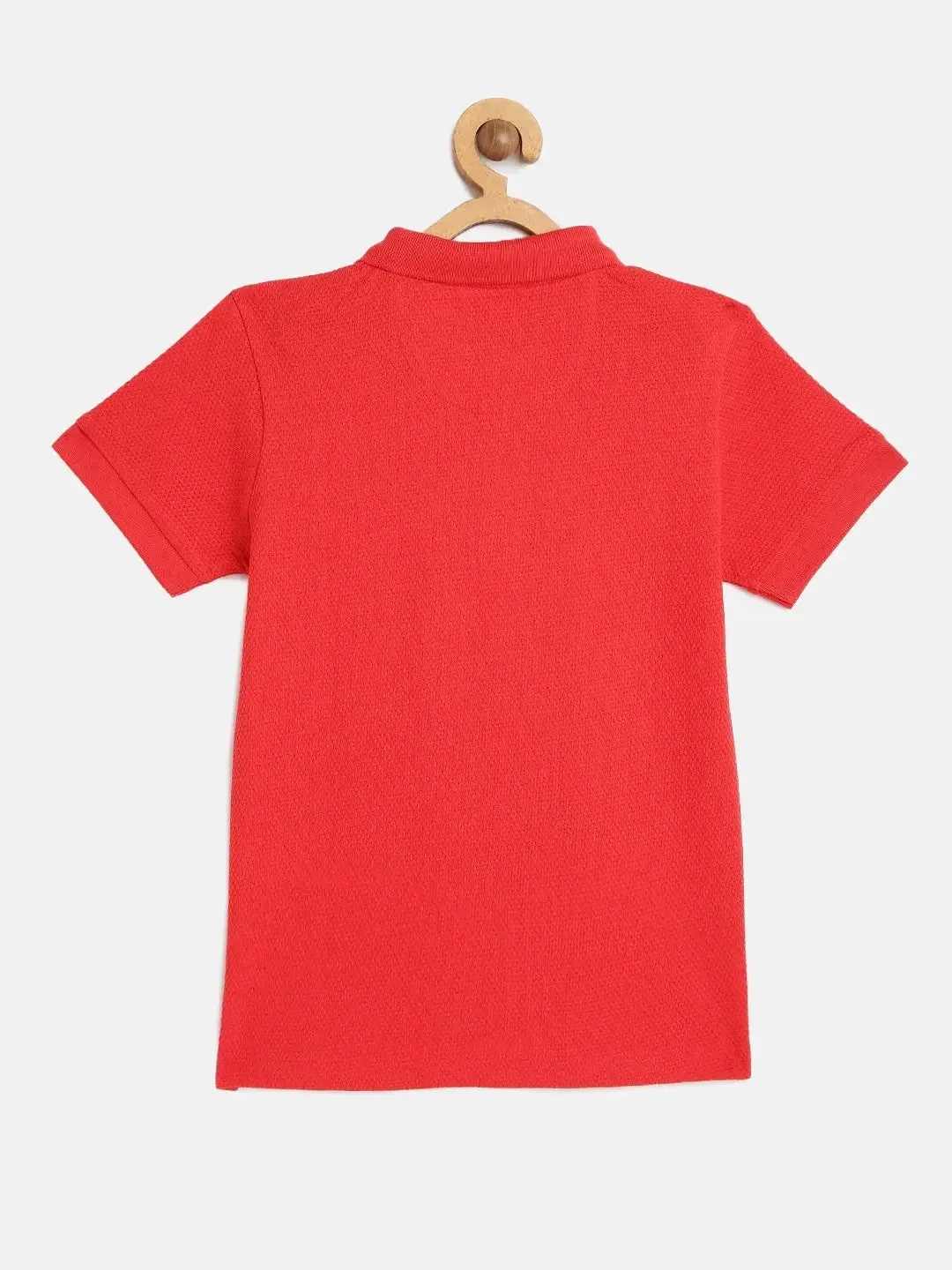 Kids Red Half Sleeves Cotton Polo T-shirt