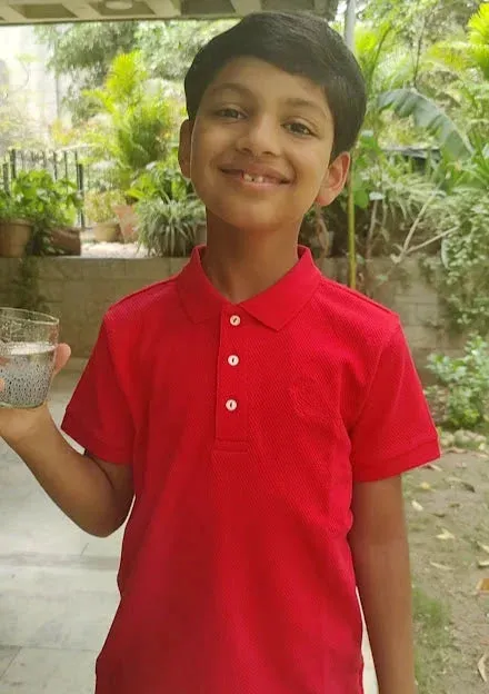 Kids Red Half Sleeves Cotton Polo T-shirt
