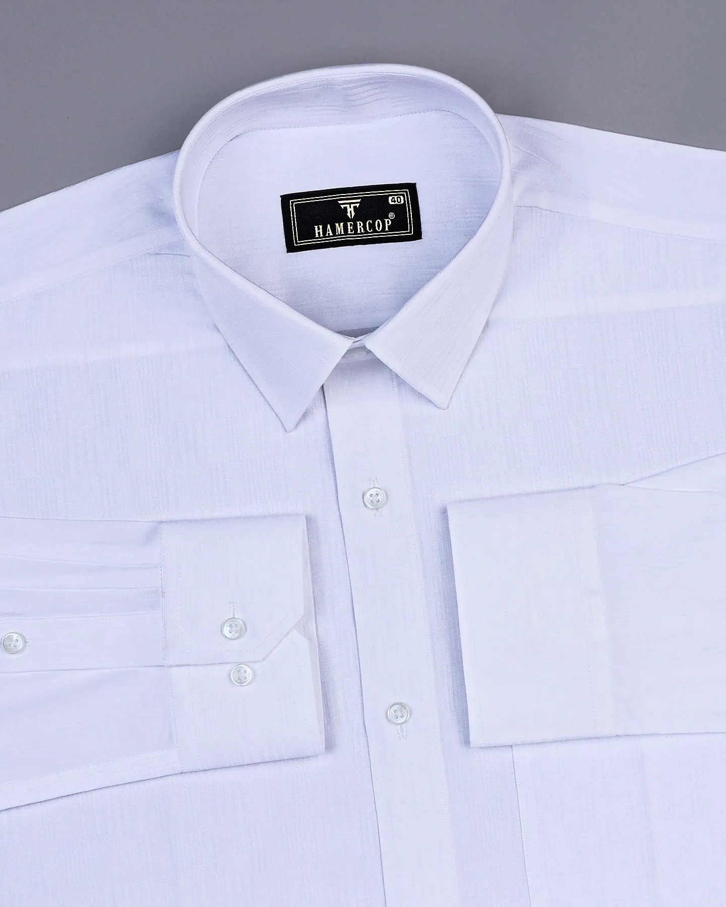 Moon White  Dobby Texture Premium Cotton Shirt