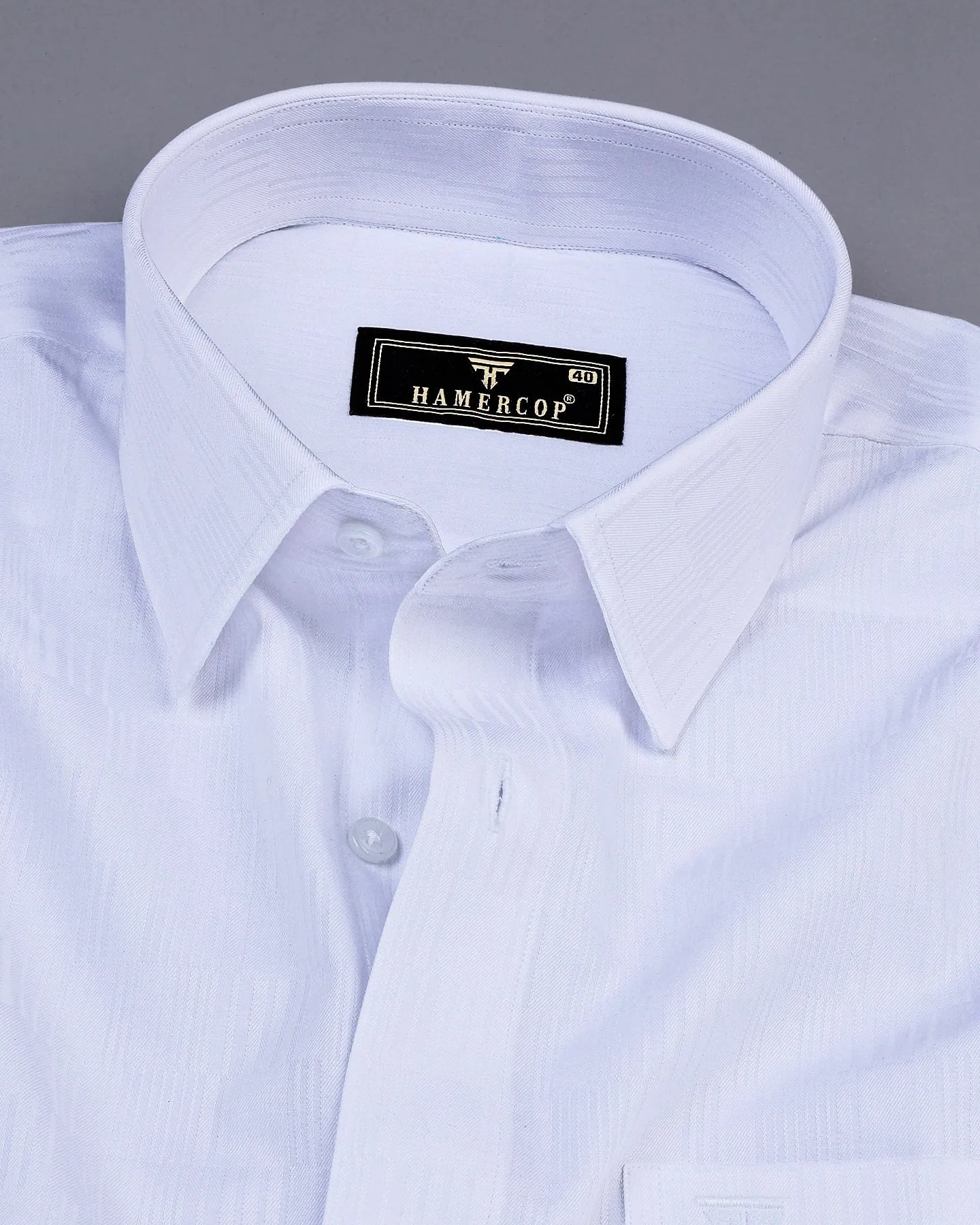 Moon White  Dobby Texture Premium Cotton Shirt