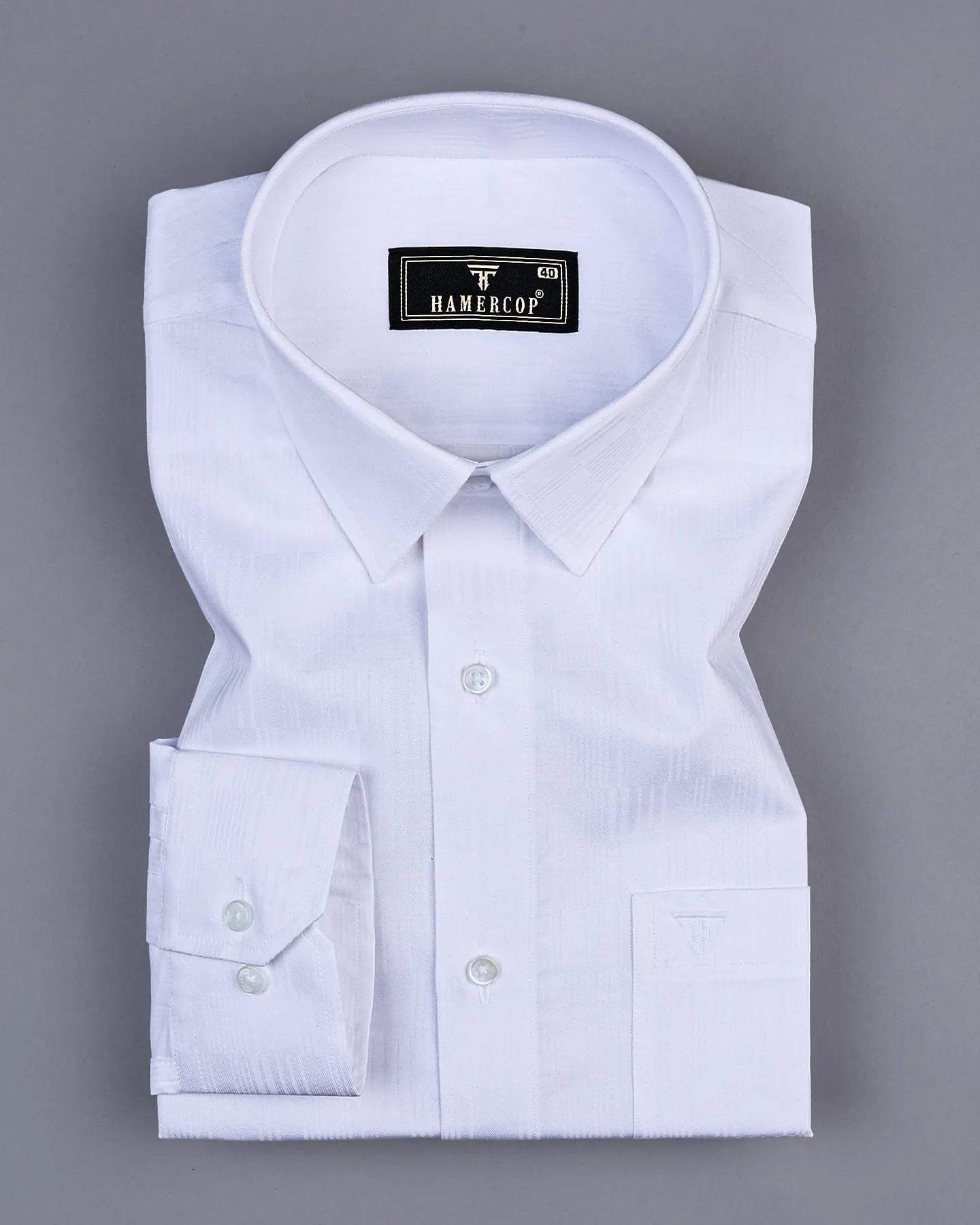 Moon White  Dobby Texture Premium Cotton Shirt