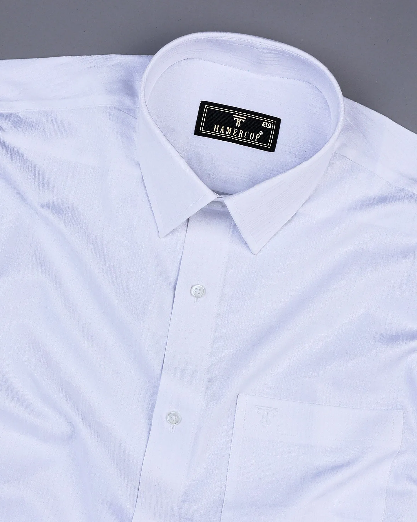 Moon White  Dobby Texture Premium Cotton Shirt