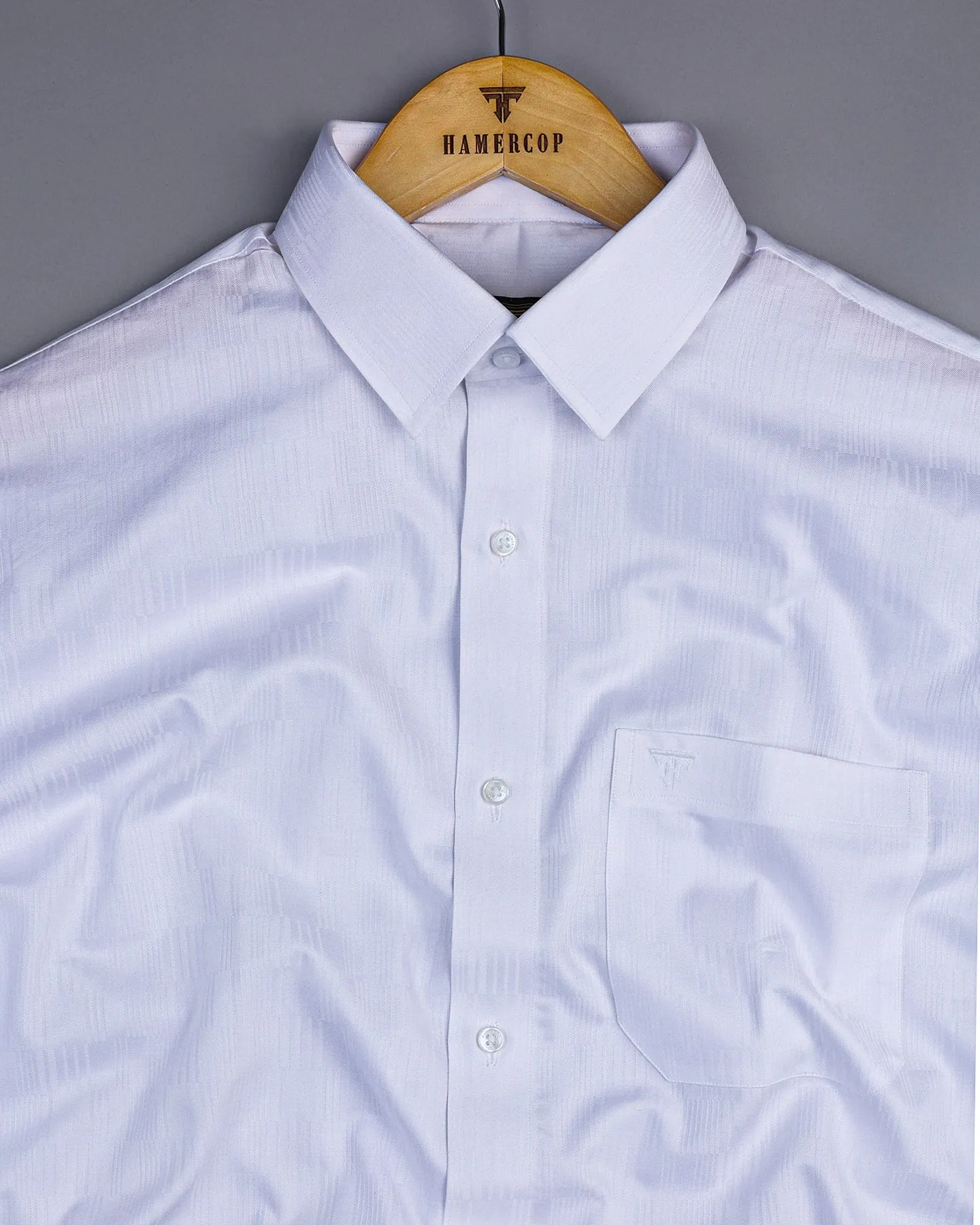 Moon White  Dobby Texture Premium Cotton Shirt