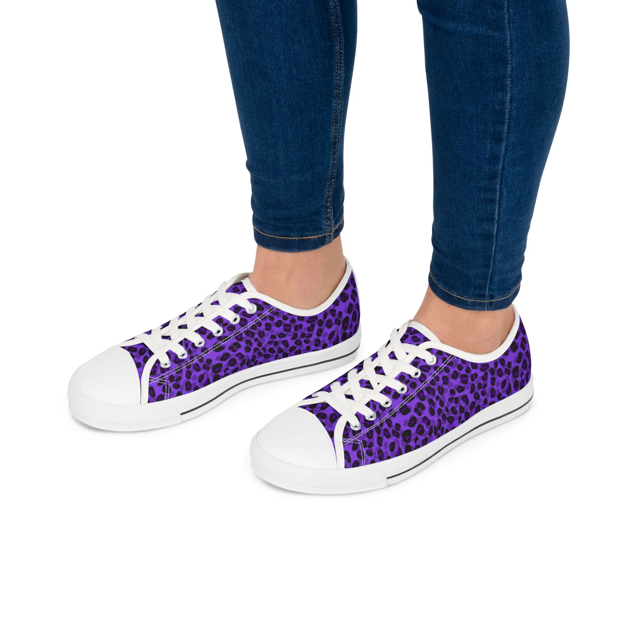 Polka Dot – Lila Leopardenmuster – Low-Top-Sneakers für Damen – Stilvolles und bequemes Schuhwerk für alltägliche Abenteuer