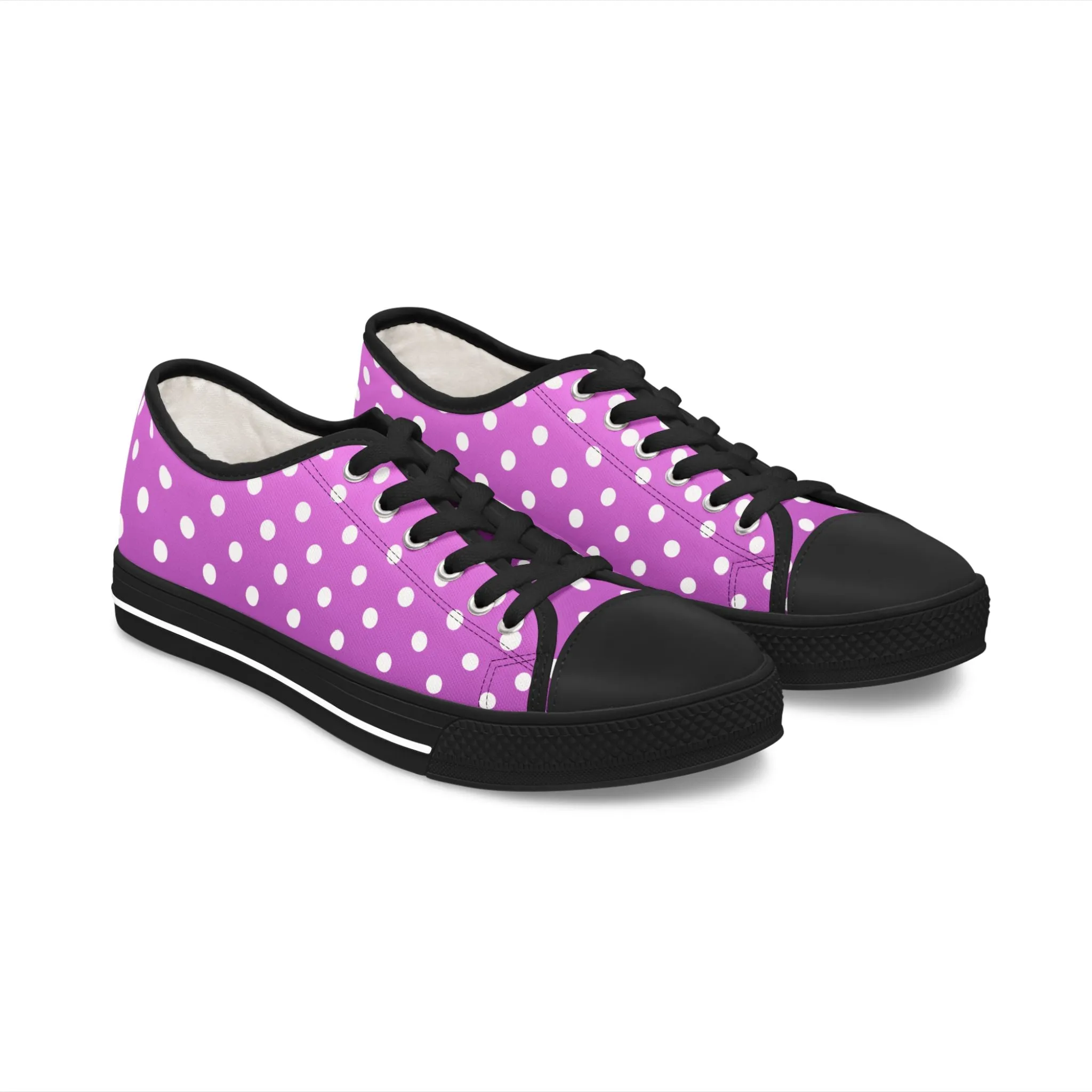 Polka Dot Pink Low Top Sneakers für Damen – Stilvolles und bequemes Schuhwerk für alltägliche Abenteuer
