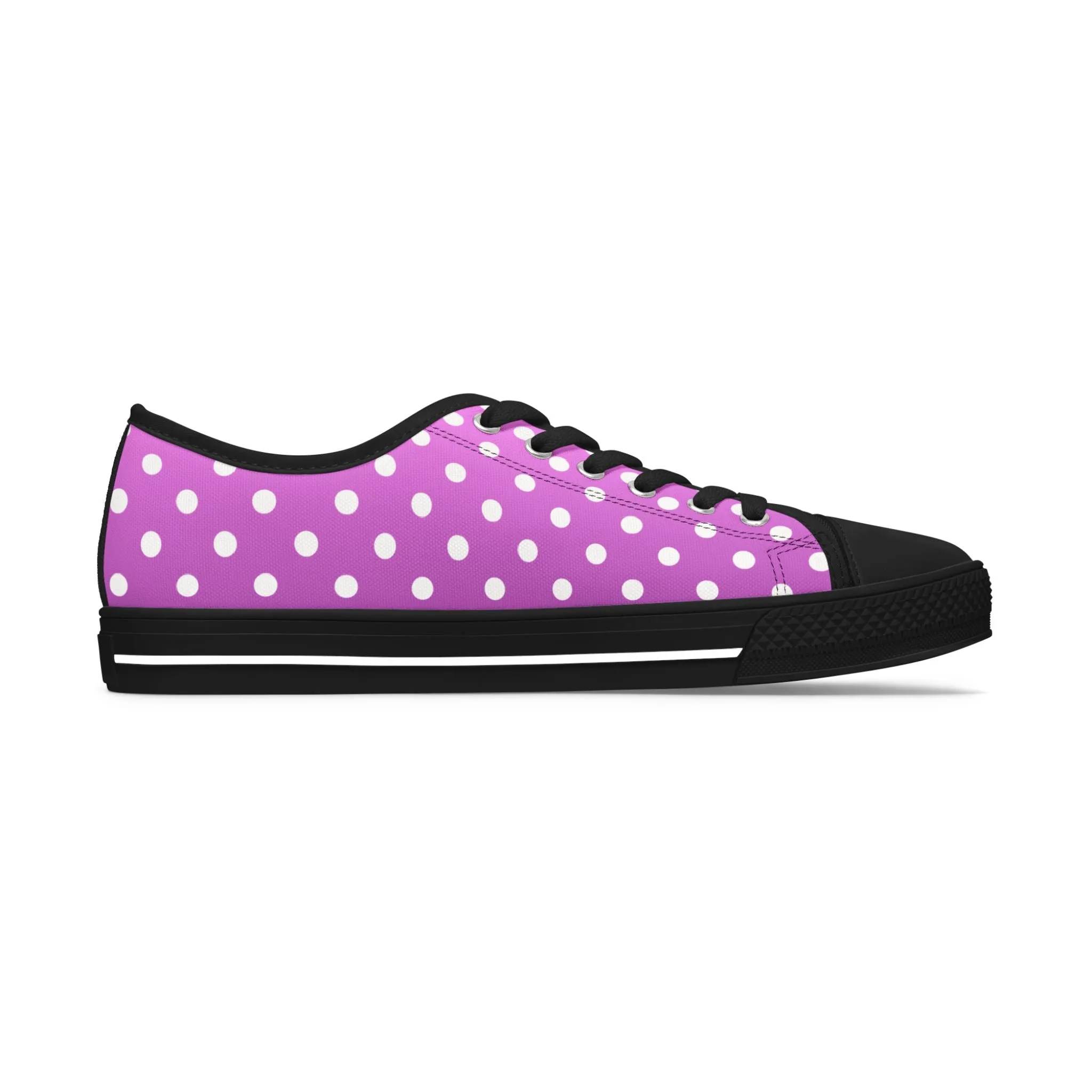 Polka Dot Pink Low Top Sneakers für Damen – Stilvolles und bequemes Schuhwerk für alltägliche Abenteuer