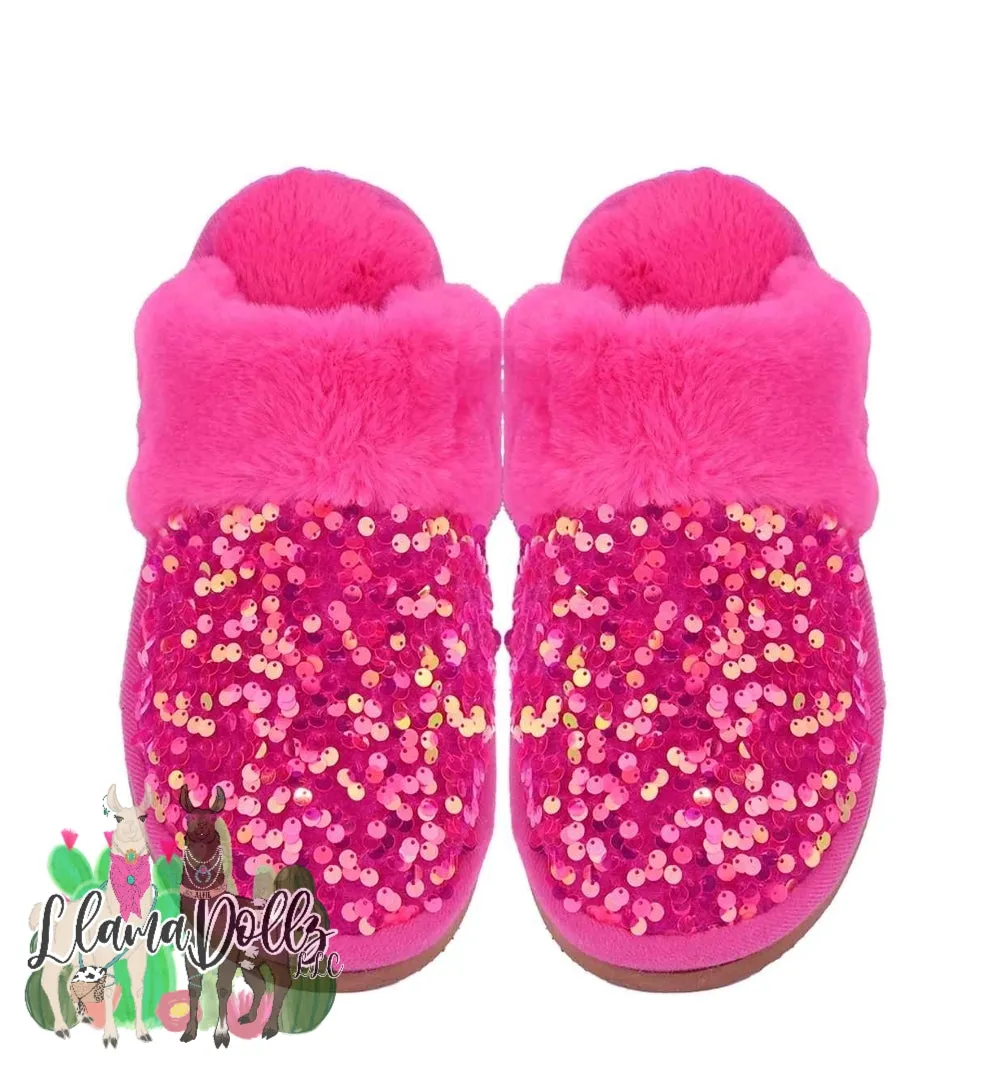 Sequin Furry Slippers