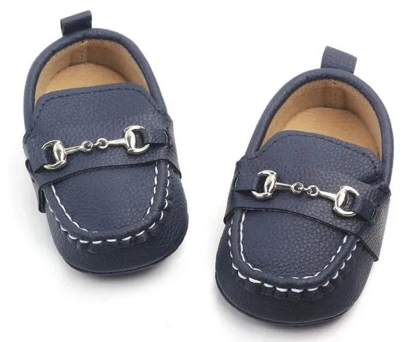 SILVER BUCKLE NAVY LOAFER