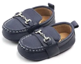 SILVER BUCKLE NAVY LOAFER