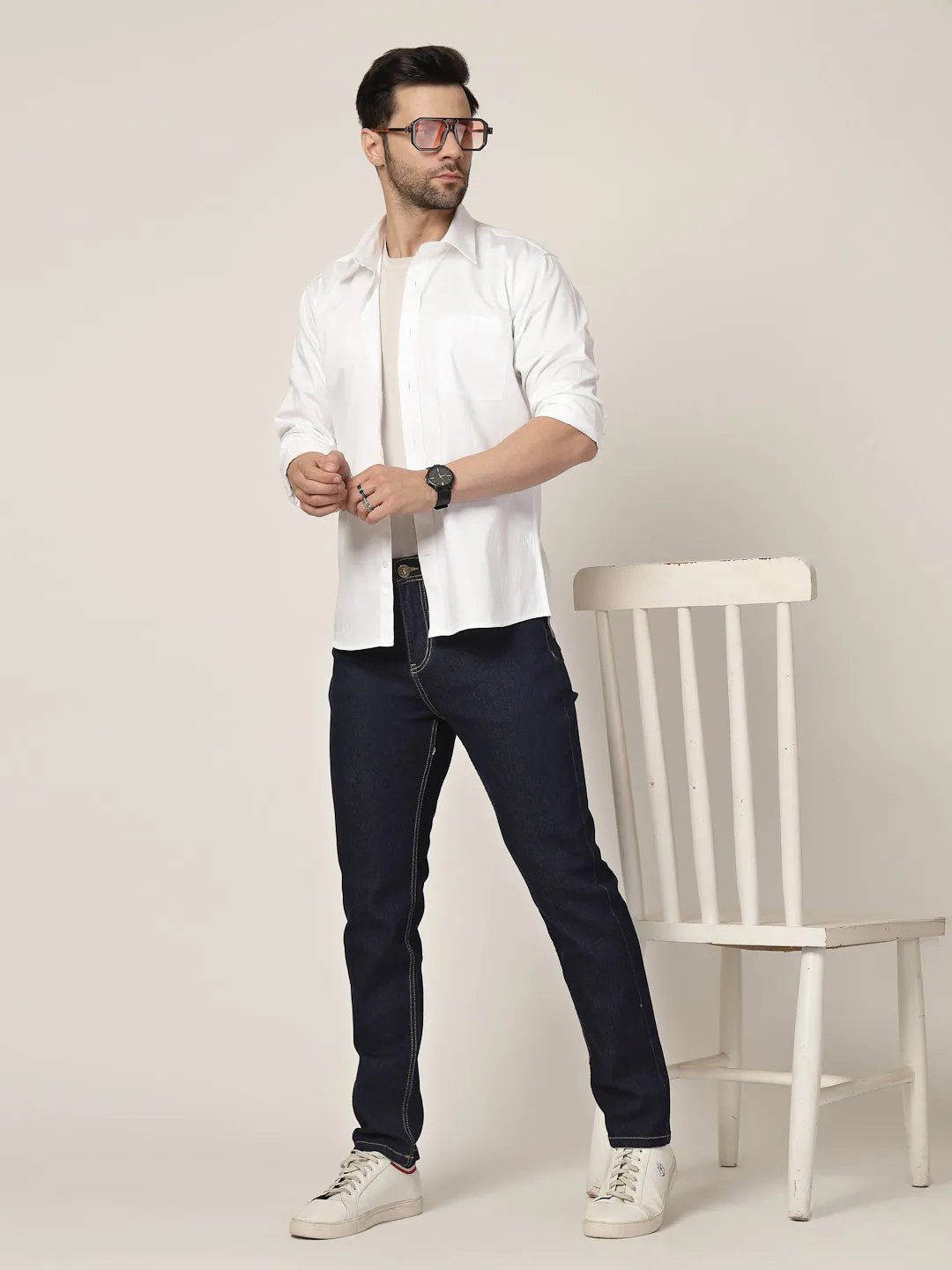 Style Quotient Men Dark Blue Regular Fit Mid Rise Stretchable Jeans