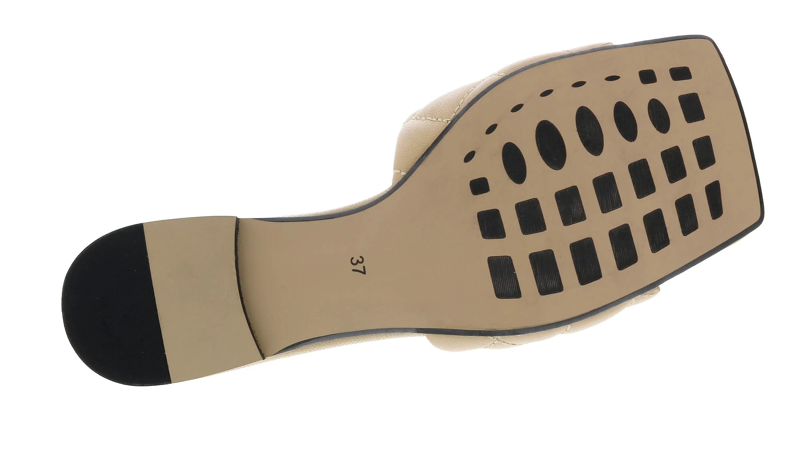 Ventutto Sand Quilted Flat Slide Leather Slipper-