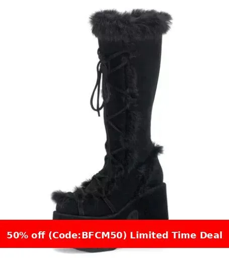 Wenkouban Christmas outfits winter outfits  Black Friday Christmas party outfits Autumn and Winter Fashion Thick Bottom Banquet 40-43 plus Size Furry High Heel High-Top Women's Boots