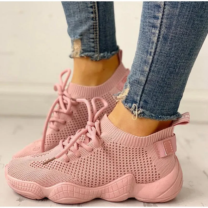 Women's Autumn Breathable Mesh Lace Up Sneakers